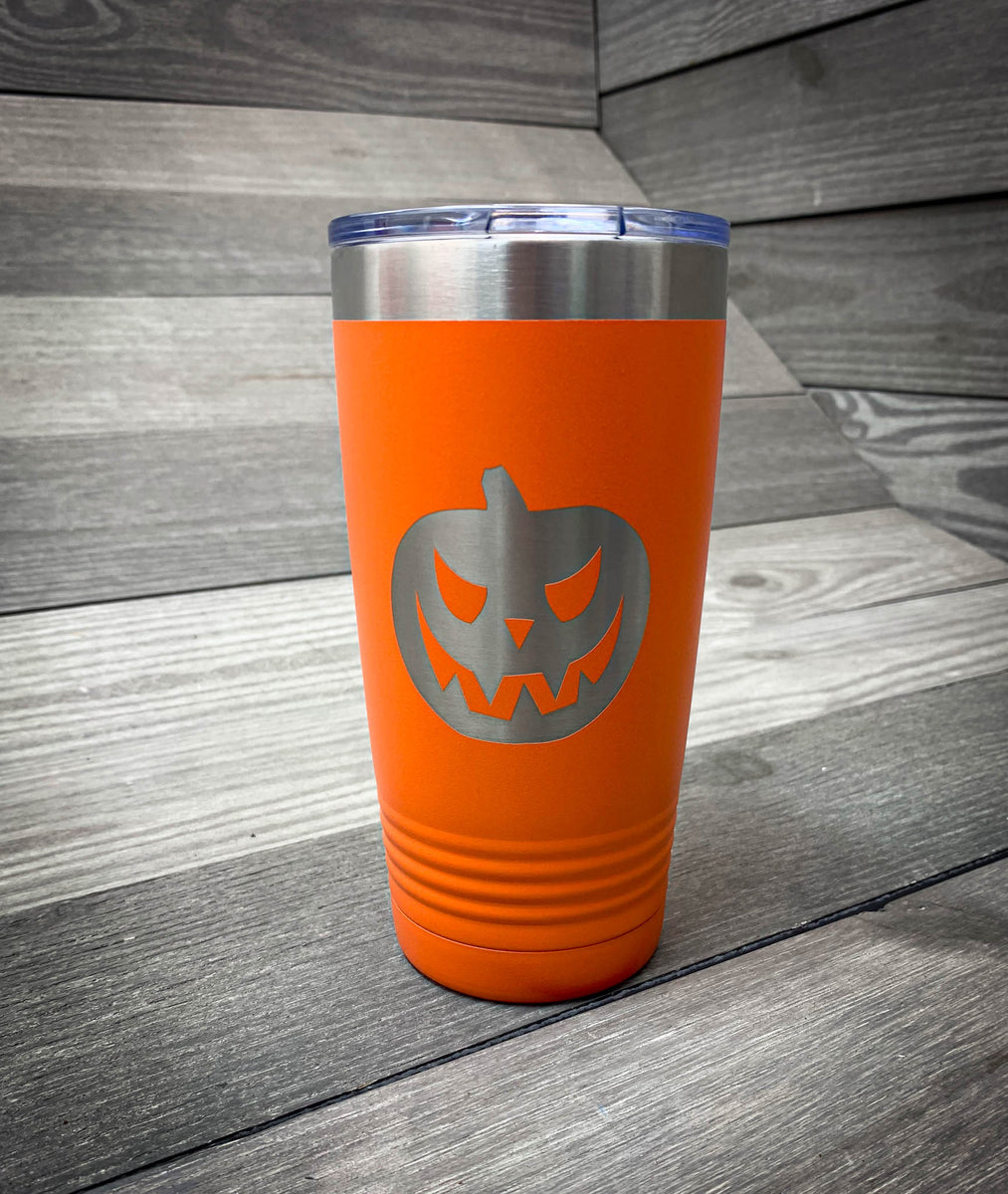 New Acrylic Halloween Tumbler with Cover Choice Black & Orange or