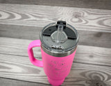 Conversation Hearts Pink Valentines Day Tumbler Lid and Straw- Firebird Group, Inc.