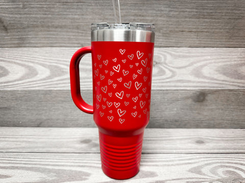 Red 40oz. Valentines Day Tumbler with Hearts- Firebird Group, Inc.