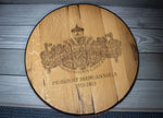 Police Logo Laser Engraved on Bourbon Barrel Head- Firebird Group, Inc.