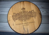 Police Logo Laser Engraved on Bourbon Barrel Head- Firebird Group, Inc.