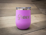 120z wine tumbler personalized with an engraving 