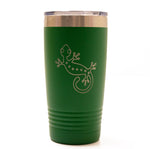 Green 20oz Tumbler with a Laser Engraved Gecko