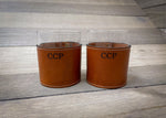 Leather Wrapped Bourbon Glasses Personalization - Firebird Group Inc.
