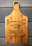 Whiskey Sour Recipe Engraved on a Bamboo Paddle Board